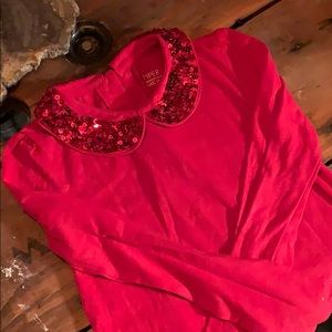 Red girls sequin shirt. XS 4/5